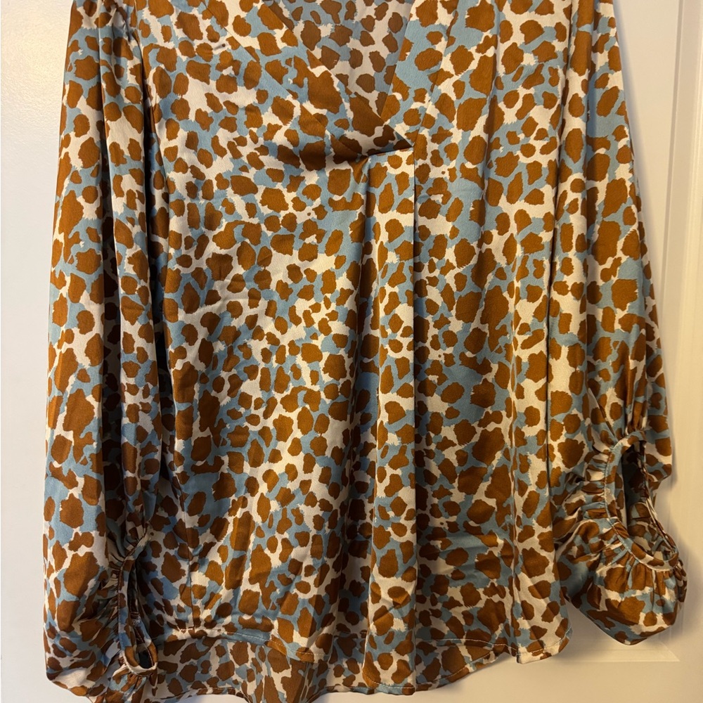 JODIFL Animal Print Top in Brown and Cream